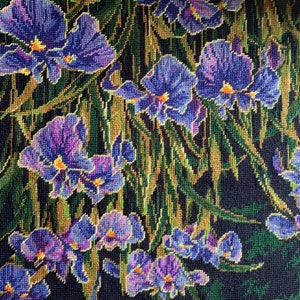 Flower field needlepoint tapestry wall art