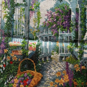 Beautiful garden landscape flower needlepoint tapestry wall hanging