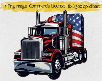 Semi Truck rig with the American flag Png, Truck Graphic clip art, tractor-trailer clipart