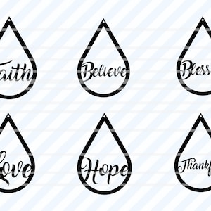 Ohrringe SVG Bundle Teardrop Ohrringe svg Dankbar, gesegnet, Glaube, Ohrring vektor, Träne Tropfenohrring, Leder Ohrringe svg Ohrring Template