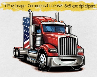 Semi Truck rig with the American flag Png, Truck Graphic clip art, tractor-trailer clipart