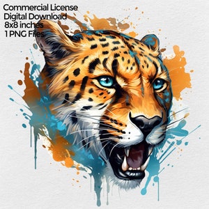 Cheetah Watercolor Png for Sublimation Designs, Png Image File for T Shirt & Mug design, Digital Download Print File, Cheetah Clipart