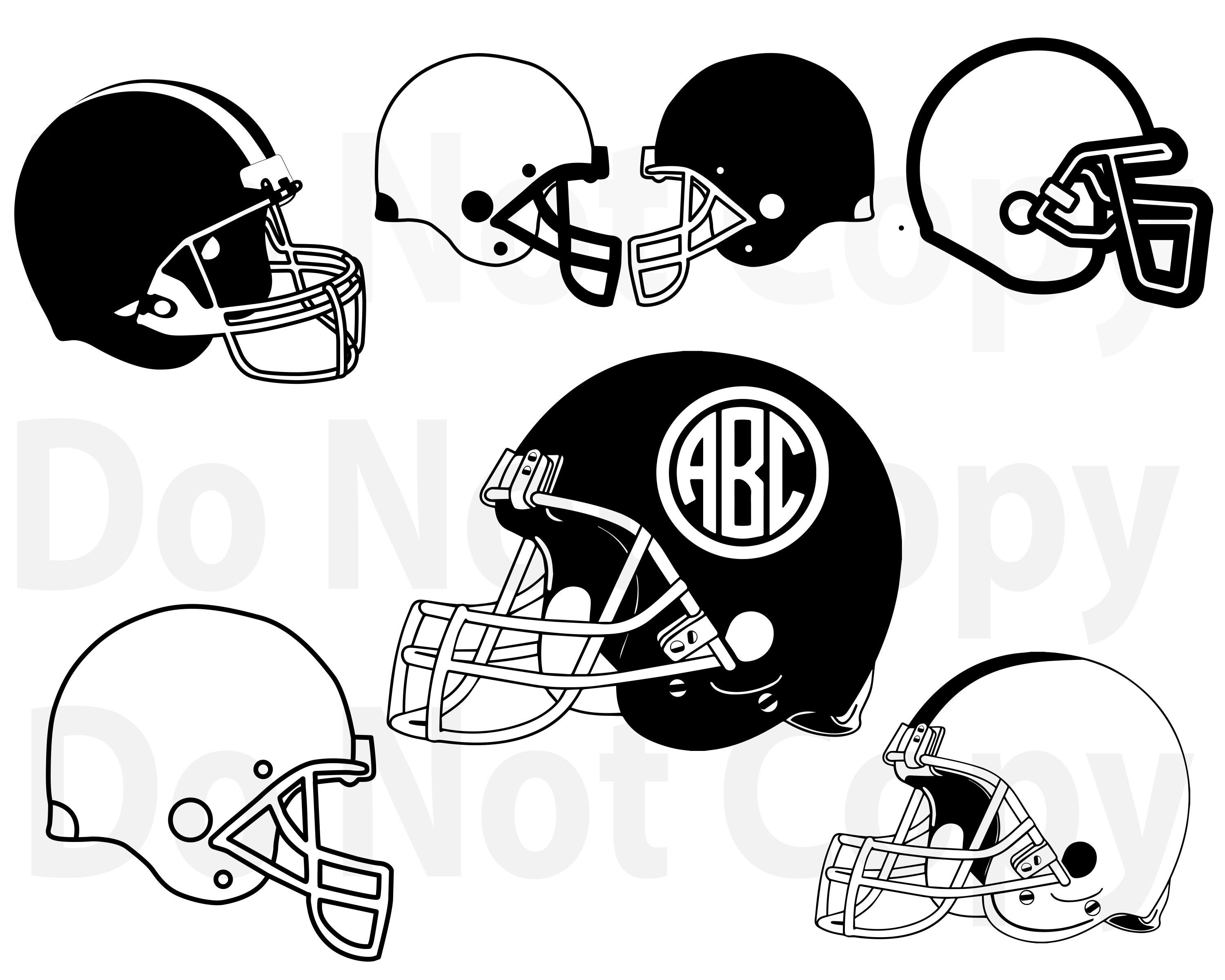 Football Helmet SVG Bundle Monogram Football Helmet Svg File Etsy