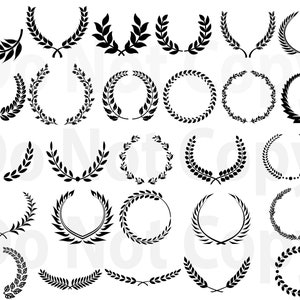 Laurel Wreaths SVG Bundle, Laurel svg file for cricut,  Laurel Leaves Monograms Design Elements Vector image, clip art svg, png, dxf, esp