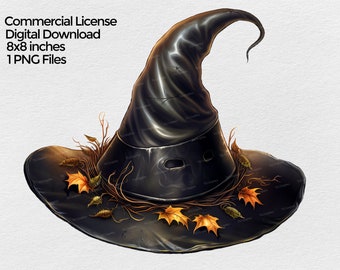 Clipart kapelusza czarownicy, plik PNG kapelusza czarownicy na Halloween, jesienny kapelusz czarownicy, sublimacja clipart na przezroczystym tle