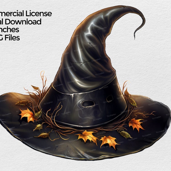 Witch Hat clipart, Halloween Witch Hat PNG file, Fall Witch Hat Sublimation Clip art on transparent background