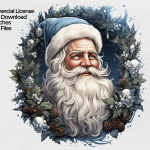 Santa Clause Clipart, Watercolor Santa PNG file, Sublimation Clip art on transparent background, Christmas Holiday Clipart