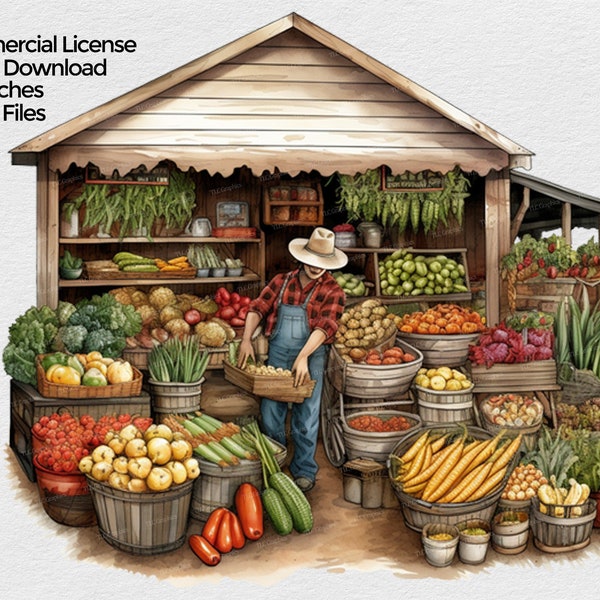 Farmers Market Stand Clipart Etsy