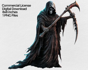 Grim Reaper Clipart Png Image, Sublimation Design, png clip art, Halloween clip art with transparent background