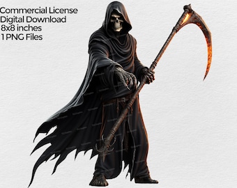Grim Reaper Clipart Png Image, Sublimation Design, png clip art, Halloween clip art with transparent background