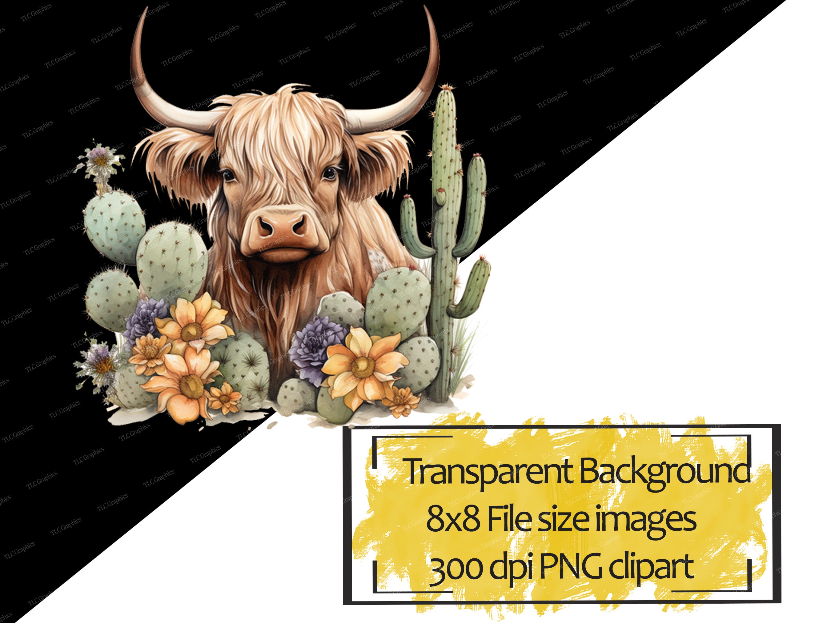 Highland Cow With Flowers Watercolor Clipart Png Image for Sublimation ...