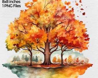 Fall Trees Png Clipart, Autumn Trees Png-afbeeldingen voor sublimatieontwerpen met transparante achtergrond,