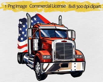 Semi Truck rig with the American flag Png, Truck Graphic clip art, tractor-trailer clipart