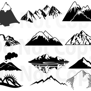 Mountains SVG Bundle, Hills svg file for cricut, Landscape Design Elements Vector image, clip art svg, png, dxf, esp Mountain logo