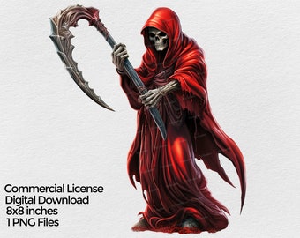 Grim Reaper Clipart Png Image, Sublimation Design, png clip art, Halloween clip art with transparent background