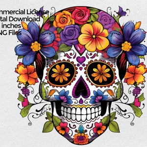Sugar Skull clipart, PNG file for sugar skull Sublimation, Day of the dead, dia de los muertos Clip art on Transparent Background