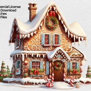 Gingerbread House Clipart, Gingerbread  House Christmas PNG file Clipart, Gingerbread cookie Sublimation Design, Transparent Background Png