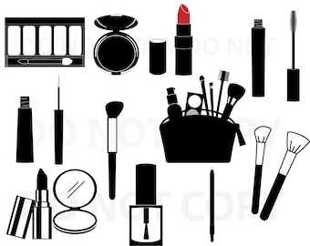 Makeup SVG Bundle, Cosmetics svg file for cricut Beauty Design Elements Lipstick Vector image, clip art svg Makeup png, dxf, esp Nail polish