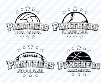 Panthers SVG Bundle, Panthers Logo Team Sports, School spirit mascot, Panthers Football, Basketball, Baseball, Panthers Volleyball,