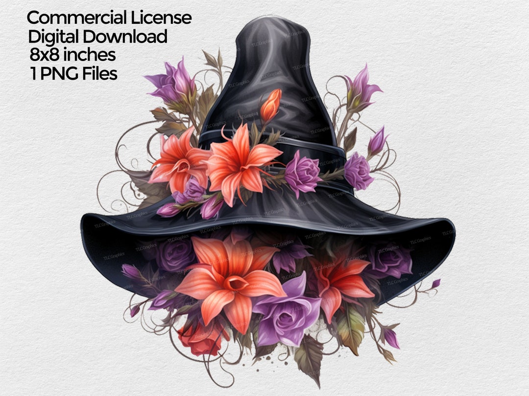 Witch Hat Clipart, Cute Halloween Witch Hat PNG File, Witch Hat With ...