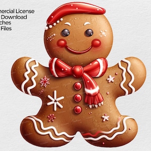 Gingerbread Man Clipart, Gingerbread  Person Christmas PNG file Clipart, Gingerbread cookie Sublimation design transparent Background png