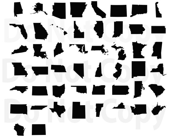 Download 50 States Svg Bundle United States Map Svg File For Cricut Etsy