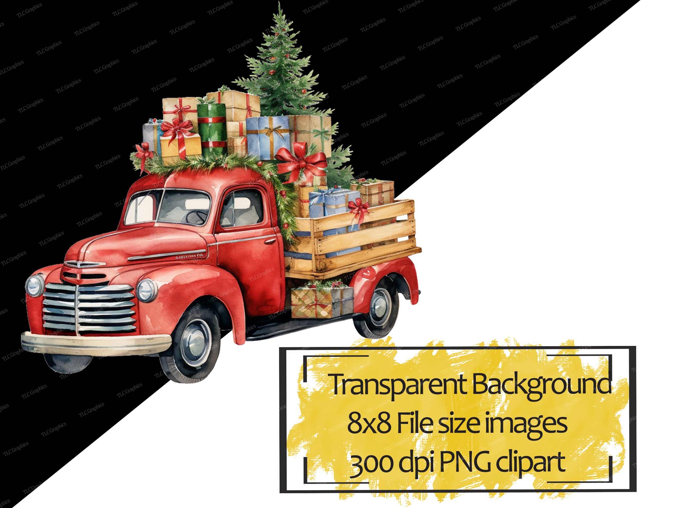 Old Country Christmas Farm Truck Clipart, Christmas Truck PNG File ...