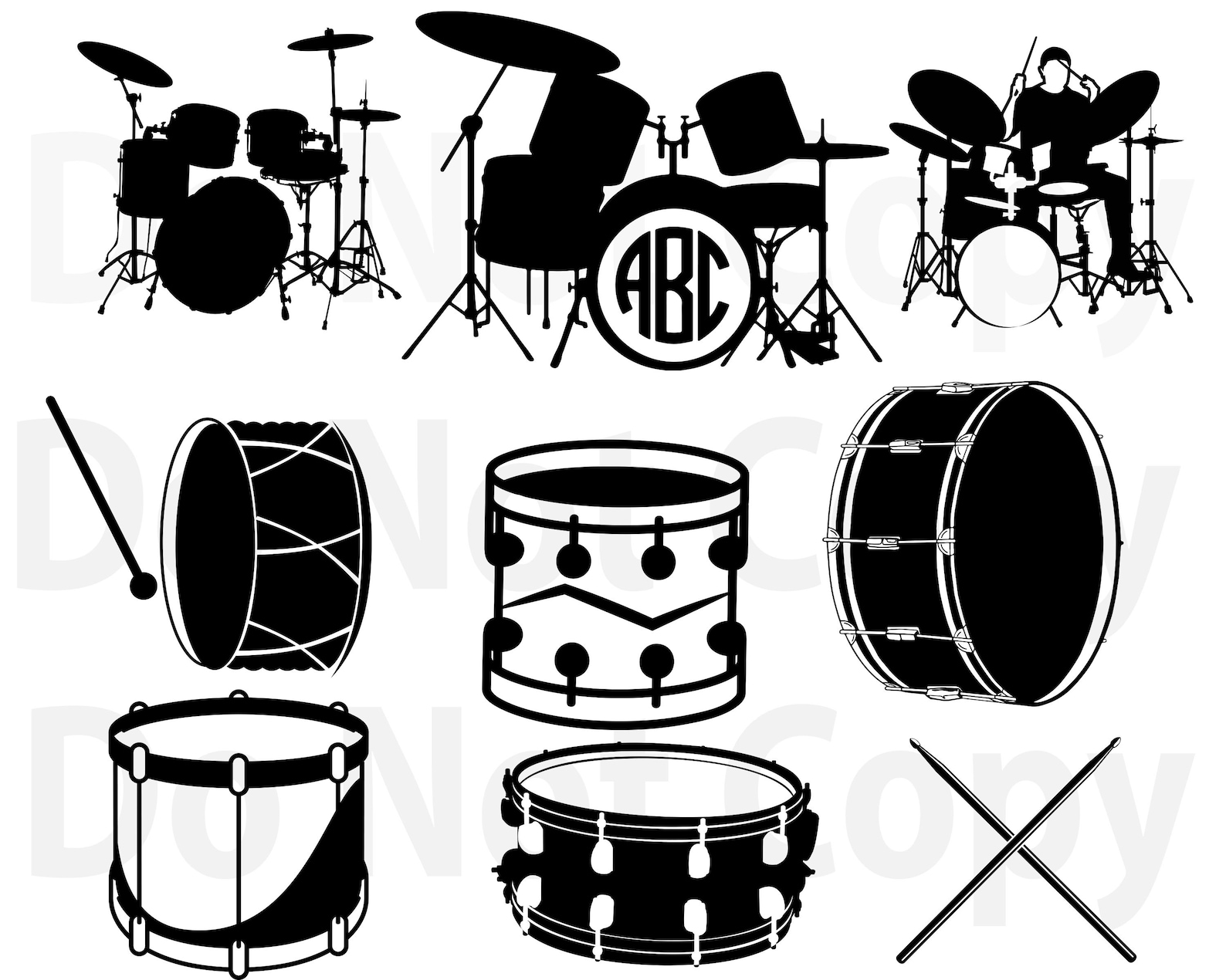 Drums SVG Bundle Drum Set Svg file for cricut Bass Drum svg Etsy