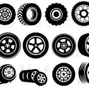 Tires SVG Bundle, Car Tires Svg file for cricut, Wheels Design Elements Vector image, clip art ,svg, png, dxf, esp Truck tires Auto Mechanic