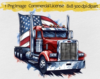 Semi Truck rig with the American flag Png, Truck Graphic clip art, tractor-trailer clipart
