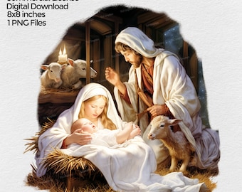 Nativity Sublimation Png Design, Baby Jesus Clipart, Christmas nativity PNG file,  Nativity Manger scene Clip art on transparent background