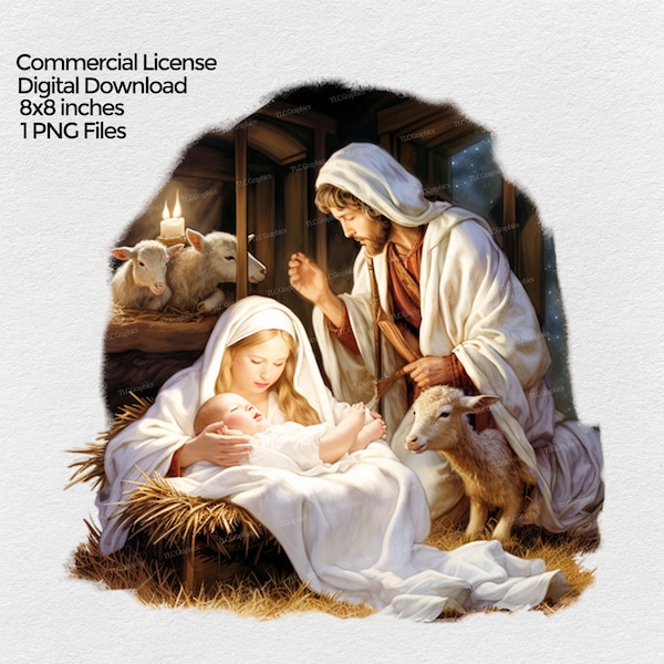 Nativity Sublimation Png Design, Baby Jesus Clipart, Christmas nativity PNG file,  Nativity Manger scene Clip art on transparent background