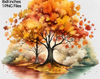 Fall Trees Png Clipart, Autumn Trees Png-afbeeldingen voor sublimatieontwerpen met transparante achtergrond, Fall Print digitale download