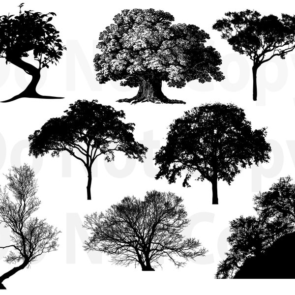 Trees SVG Bundle, Oak Tree svg file for cricut, Bonsai landscape Design Elements Vector image, clip art svg, Tree png , Tree leaves branches