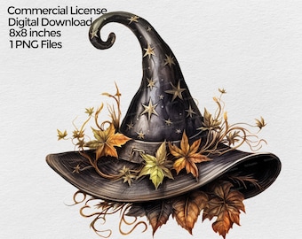 Clipart kapelusza czarownicy, plik PNG kapelusza czarownicy na Halloween, jesienny kapelusz czarownicy, sublimacja clipart na przezroczystym tle