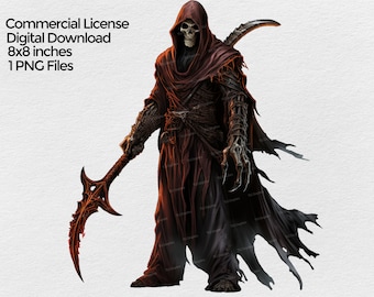 Grim Reaper Clipart Png Image, Sublimation Design, png clip art, Halloween clip art with transparent background