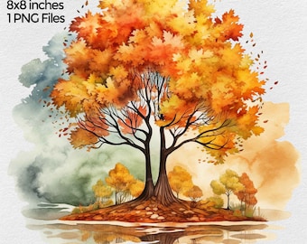 Fall Trees Png Clipart, Autumn Trees Png-afbeeldingen voor sublimatieontwerpen met transparante achtergrond, Fall Print digitale download