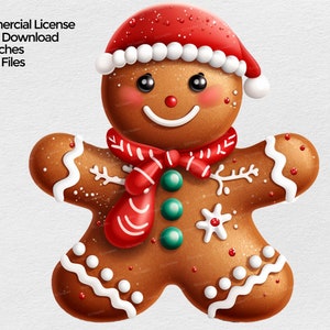 Gingerbread Man Clipart, Gingerbread  Person Christmas PNG file Clipart, Gingerbread cookie Sublimation design transparent Background png