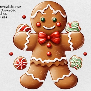 Gingerbread Man Clipart, Gingerbread  Person Christmas PNG file Clipart, Gingerbread cookie Sublimation design transparent Background png