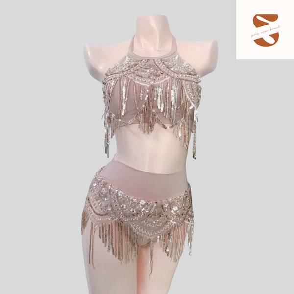 Custom made  - Sparkling Pole dance costume / Pole wear body / Pole fitness/ Pole dancing Exotic / Custom dance costume / Aerial silks