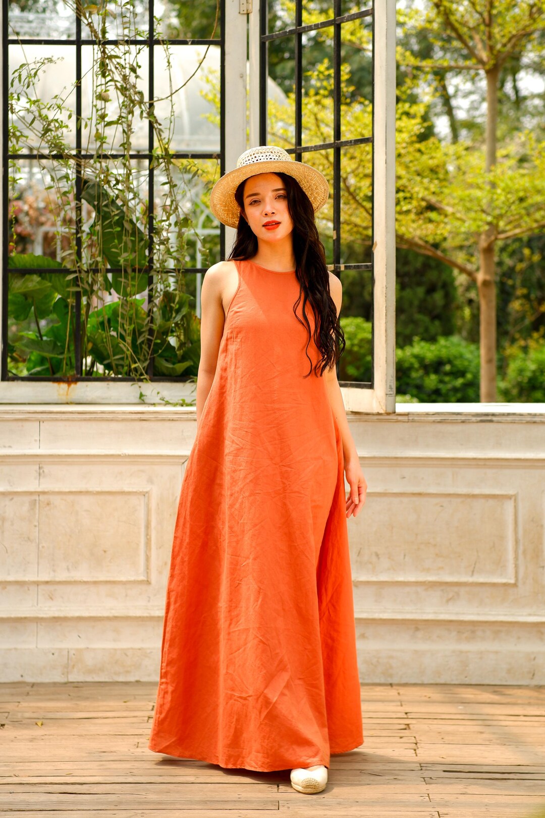 open lace back dress The Julie Linen Dress main image 0