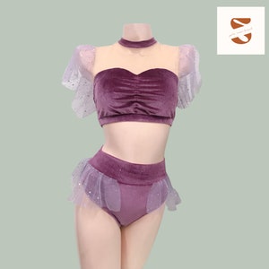 Purple fairy Pole dance costume Pole wear Pole outfit Pole dancing Exotic wear Custom dance costume Aerial silks