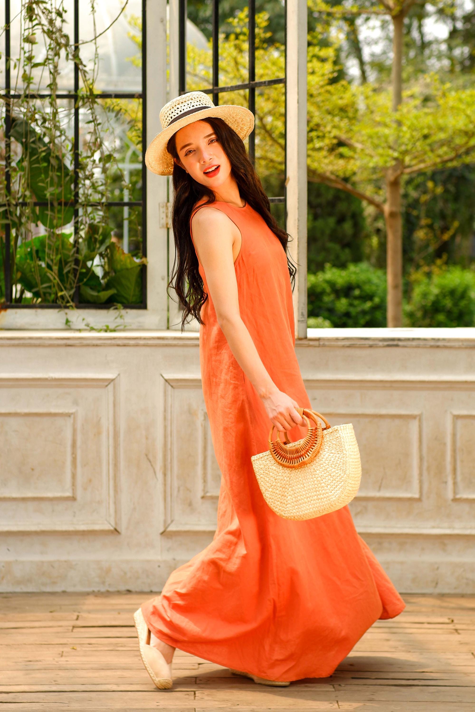 strapless open back dress Button Up Summer Dress Burnt Orange – Kimandamisses