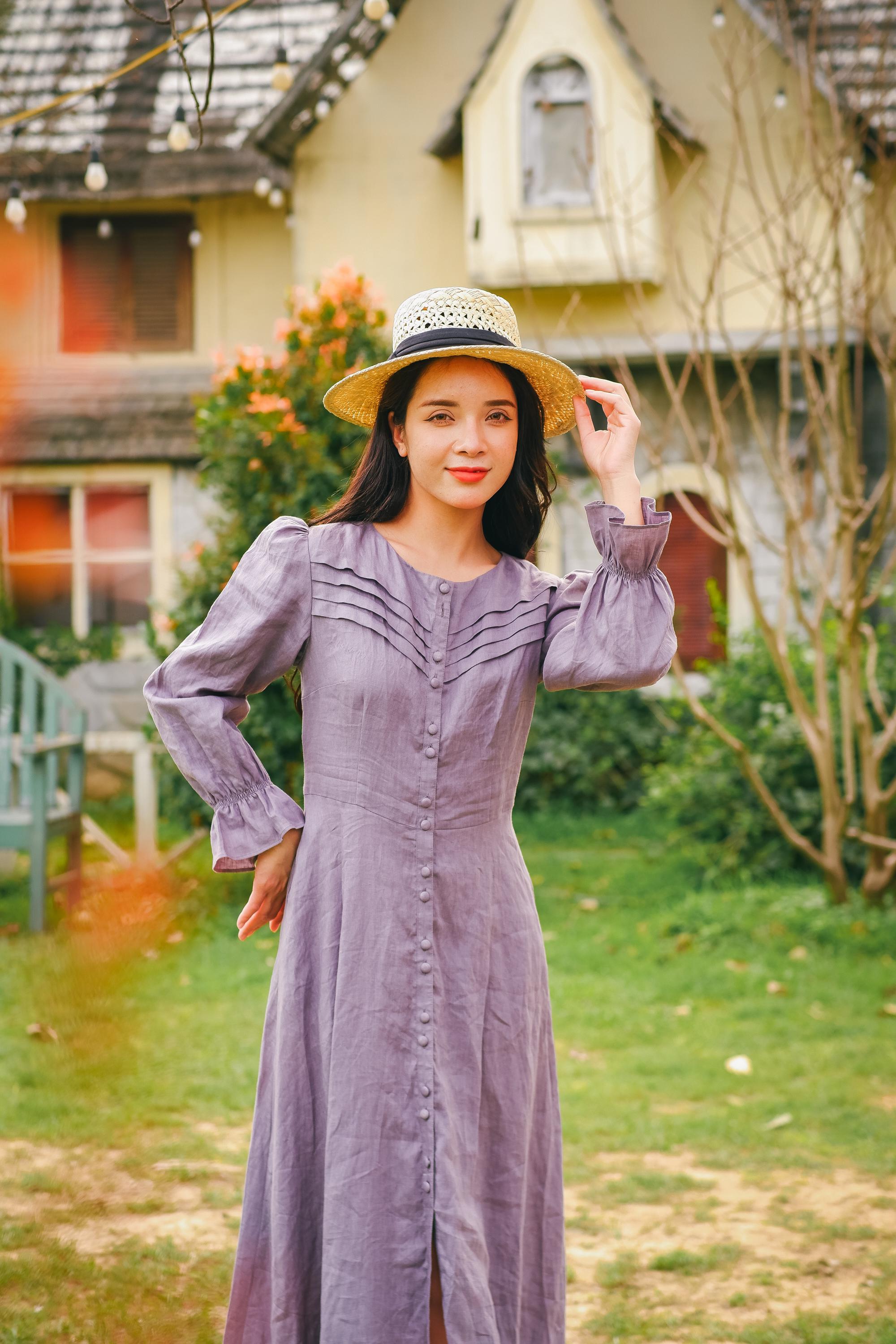 purple linen shirt dress SUMMER Shirt Dress - light purple linen