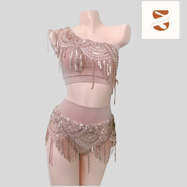 Sparkling one shoulder Pole dance costume / Pole wear body / Pole fitness/ Pole dancing Exotic / Custom dance costume / Aerial silks