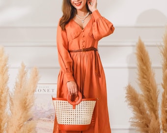 flutter sleeve linen button front midi dress Flutter-Sleeve Linen Button-Front Midi Dress