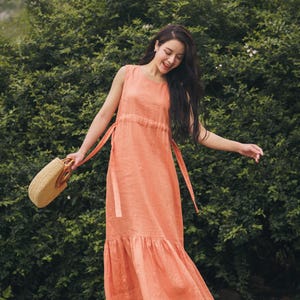 Linen Women Summer Maxi Dress, Sleeveless Summer Dress, Linen Party Dress, Maxi Clothes Sleeveless, Oversize Linen Dress, Beach Linen Dress