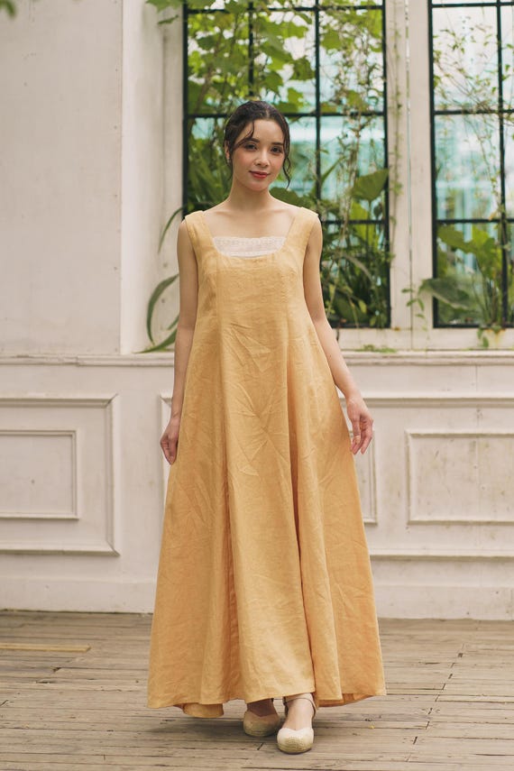 designer linen maxi dresses Chocolate Journey Linen Maxi Dress
