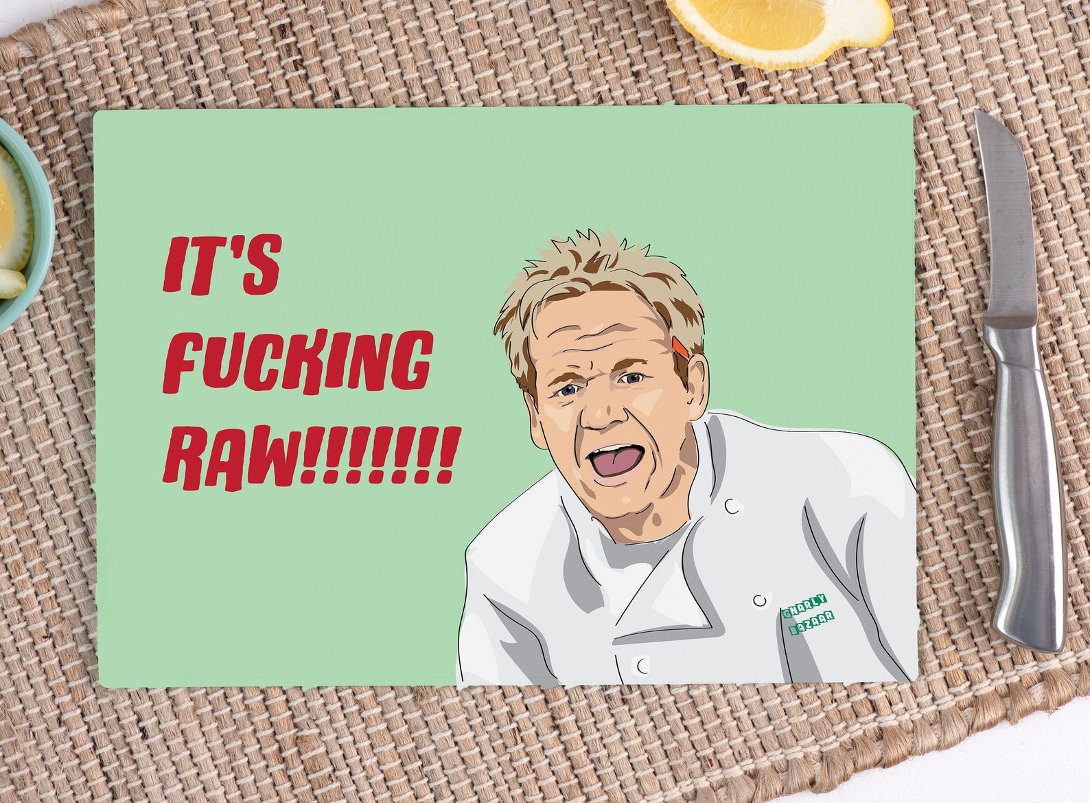 Gordon Ramsay Raw Glass Cutting Chopping Board A4 Chef Gift Etsy