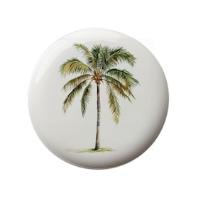 Summer Palm Tree Design Decorative Round  Ceramic Drawer Knob